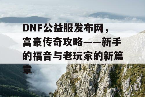 DNF公益服发布网，富豪传奇攻略——新手的福音与老玩家的新篇章