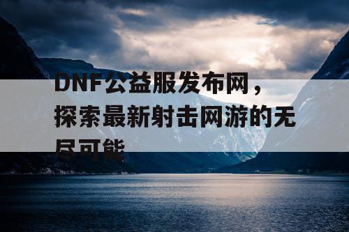 DNF公益服发布网，探索最新射击网游的无尽可能