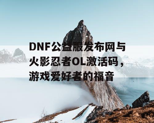 DNF公益服发布网与火影忍者OL激活码，游戏爱好者的福音