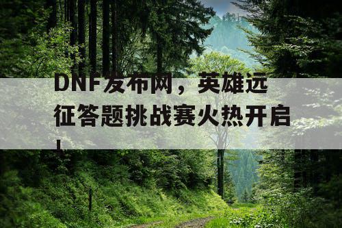 DNF发布网，英雄远征答题挑战赛火热开启！