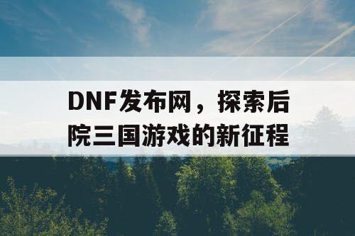 DNF发布网，探索后院三国游戏的新征程